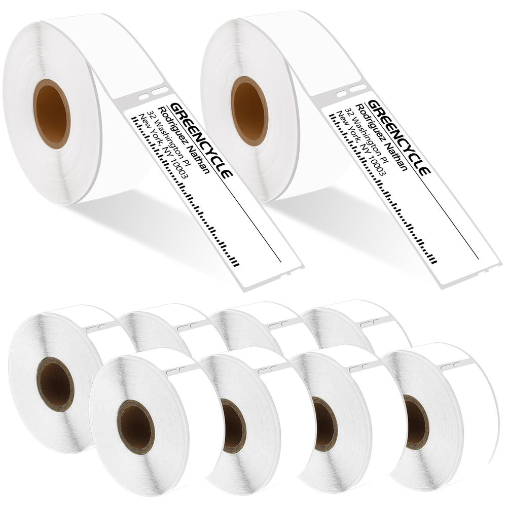 GREENCYCLE 10 Roll (350 Label/Roll) Standard White Shipping Address Label for Dymo 30252 1-1/8''(28mm) X 3-1/2''(89mm) BPA Free