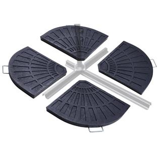 Kinbor Re16090 4pcs Patio Umbrella Base Stand Fan Shape Vintage Finish Outdoor Table Pole Resin