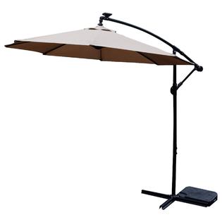 Re16043kh Kinbor 9 Feet Outdoor Patio Umbrella Solar Powered Led Lighted Hanging Umbrella Window Awning Garden Furniture Tan