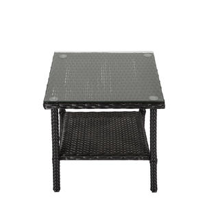 Patio Garden Tables Wicker Side End Table Glass Top Outdoor Coffee Tea Table Patio Garden 4 Style Stuudio35 Ee