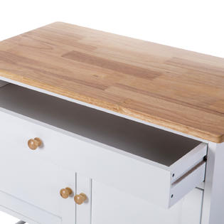 Kinbor Wood Rolling Kitchen Island Trolley Cart On Wheels Utility Storage Cabinet Cart Dining Room Furniture