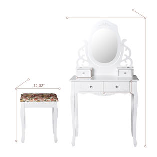 Kinbor Vanity Table Set Makeup Table Mirror Dressing Table Set