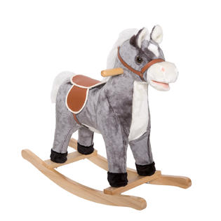 Kinbor Kids Plush Toy Rocking Horse Xmas Gift Baby Wooden Rocker Animal Ride On Toy With Sound