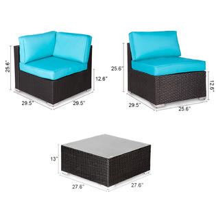 Reos071bu Reos073bu Kinsunny 5 Piece Patio Wicker Rattan Sofa Set Outdoor Sectional Sofa Furniture With Pillows