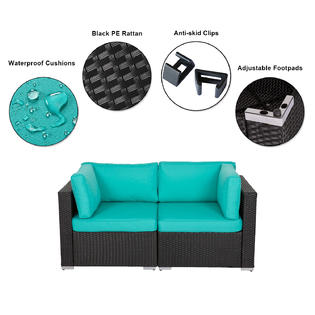 Reosa03dk Kinsunny 2pcs Outdoor Patio Furniture Sectional Pe Wicker Rattan Sofa Set