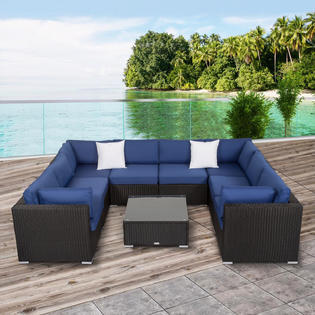 2reosa03dk Reosa06dk Reosa07dk Kinsunny 9pcs Outdoor Wicker Rattan Sofa Patio Sofa Furniture Set Sectional Seat