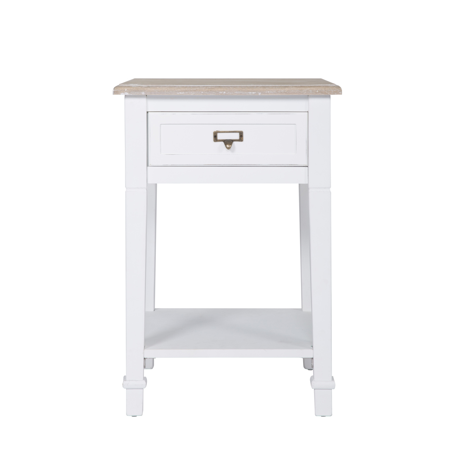 Storage Shelf Wood End Table Nightstand, Small White Side Table With Storage