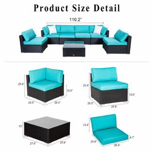 Re17069 Kinbor 7 Pcs Patio Furniture Sectional Set Wicker Rattan Sofa Conversation Sets With Tea Table Washable Couch Cushions