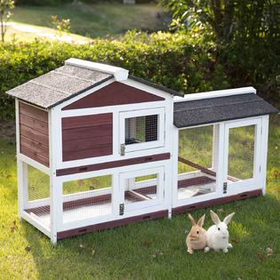Kinbor Wooden Backyard Rabbit Hutch Bunny Cage Outdoor Small