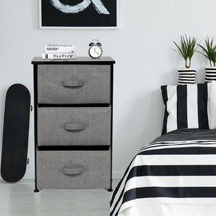 Kinbor Drawer Dresser Cabinet Storgae Organizer Multipurpose End Side Table For Bed Sofa Home Sturdy Steel Frame Wood Top