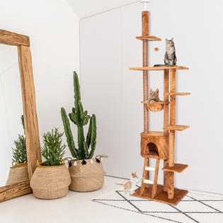 Kinpaw 98 Large Cat Tree Condo Multi Level Kitten Tower Wooden Cat Play House Furniture W Scratching Post Ladder Han