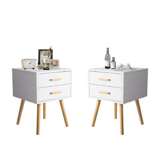Kinbor Night Stand Table With Double Drawers Side End Table Hallway Bedroom Storage Cabinet