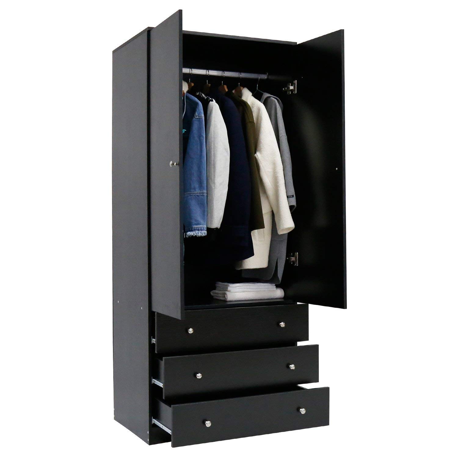 Kinbor Two Door Wardrobe Cabinet Armoire With Three Drawers And