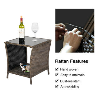 Rettc03bg Kinsunny Patio Side Table Wicker End Table Rattan Accent Table Indoor Outdoor Woven Coffee Table Furniture With Glass,Chidas Fondo Amarillo Imagenes De Homero Simpson