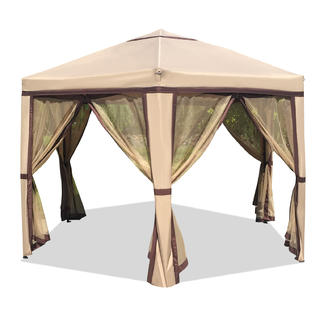 Re17350 Kinbor 11 8 X 10 2 Outdoor Gazebo Canopy Garden Tent With Mesh Curtains Backyard Patio Tent Hexagon