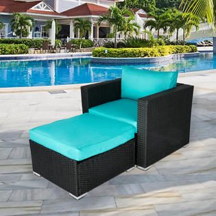 Kinsunny Reos012bl Wicker Furniture Chair Ottoman Set Outdoor Pe Rattan Patio Sectional Sofa