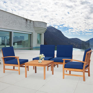 Kinsunny Wd5dk1234 Kinbor 5pcs Acacia Wood Sectional Sofa Set Outdoor Wood Sofa And Table Seating Set With Cushions