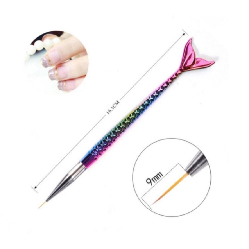 Tika 3PCS Nail Art Pen Dotting Painting Drawing UV Gel Liner Polish Brush Tool Set Silver