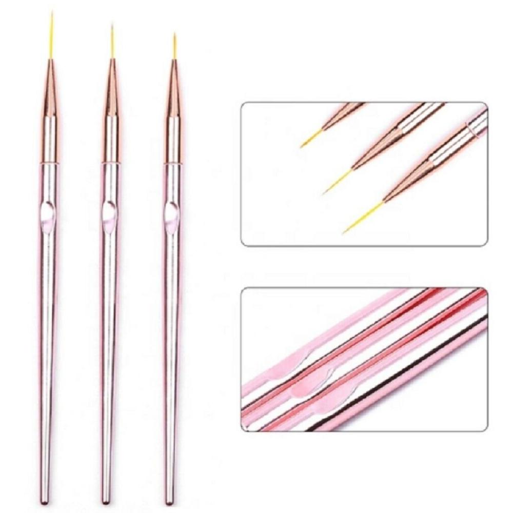 Tika 3PCS Nail Art Pen Dotting Painting Drawing UV Gel Liner Polish Brush Tool Se