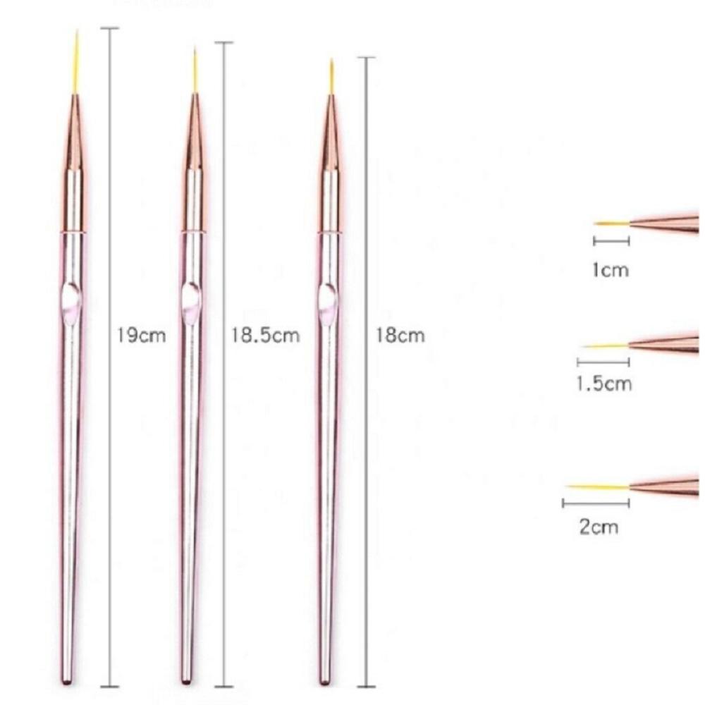 Tika 3PCS Nail Art Pen Dotting Painting Drawing UV Gel Liner Polish Brush Tool Se