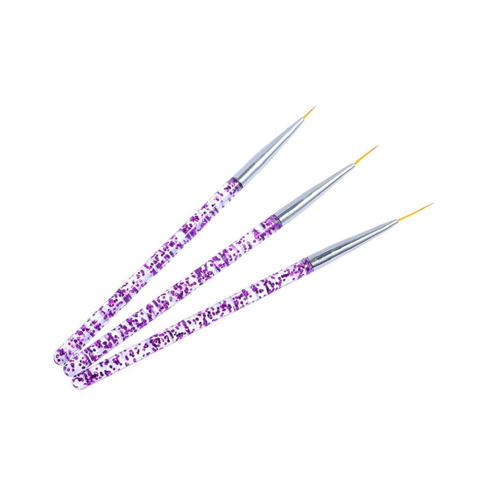 Tika 3PCS Nail Art Pen Dotting Painting Drawing UV Gel Liner Polish Brush Tool Set Purple