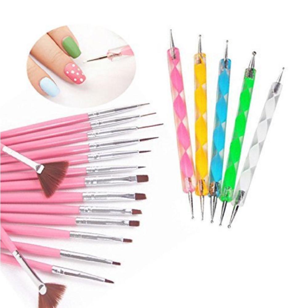 Tika 20pcs Nail Art Design Tools Nail Art Painting Brushes Kit With Dotting Pen Tool