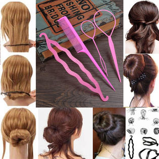 Ibuyer 4pcs Stylish Hair Clips Styling Set Clip Bun Maker Braid