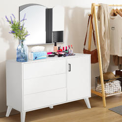 Generic Wood Dresser with Door,Modern White Dresser,3-Drawer Chest,Wide Storage Space,Drawer Press Control Design,Storage Cabinet