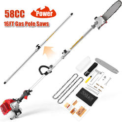 COOCHEER 58CC Powerful Gas Pole Saw,Reach to 16FT Extendable,2-Cycle Cordless Chainsaw Tree Pruning Saw for Tree Trimming&Branch Cutting