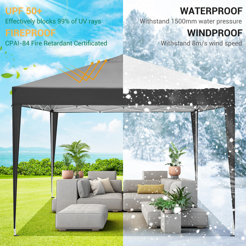 Generic 10'x10' Pop Up Right Angle Canopy with Carry Bag&4 Removable Sidewalls,Portable Outdoor Instant Folding Gazebo,Height Adjustable