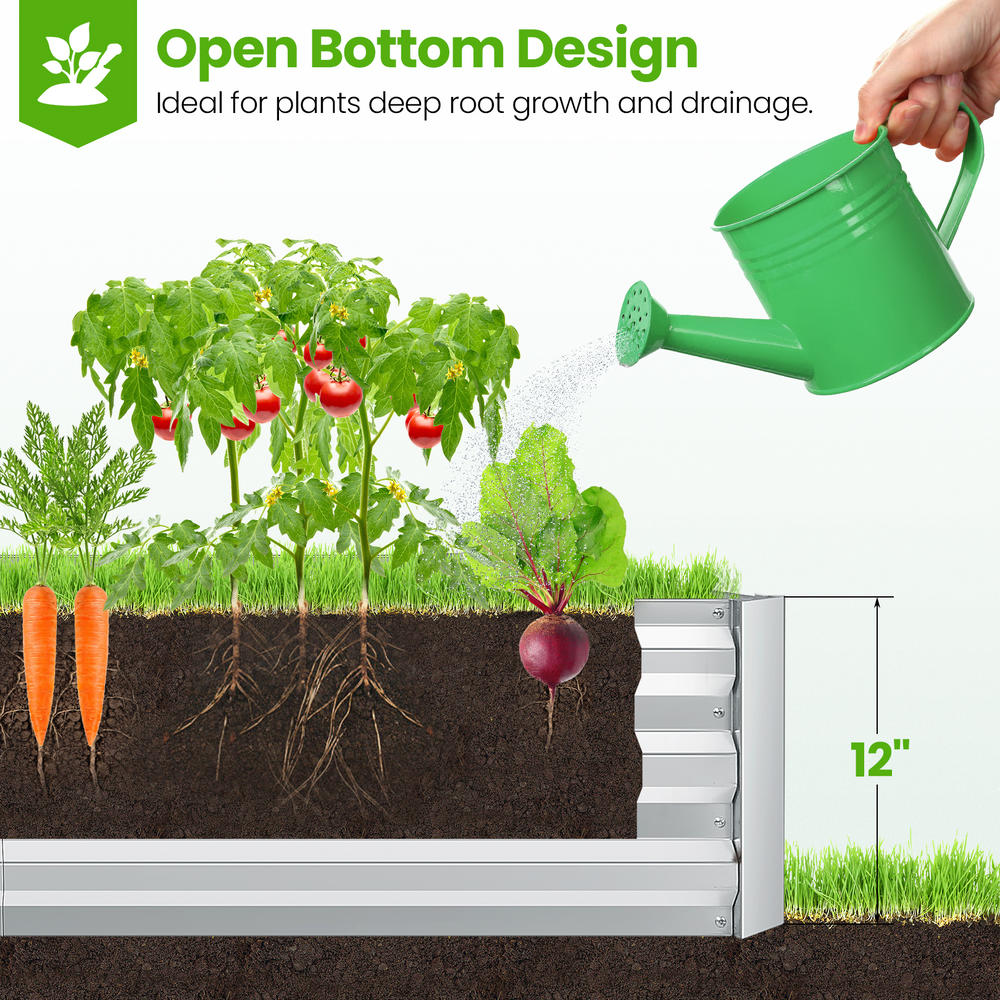 SEJOV 2FT Depth Outdoor Metal Raised Garden Bed,2 in 1 Convertible Rectangle&Square Deep Root