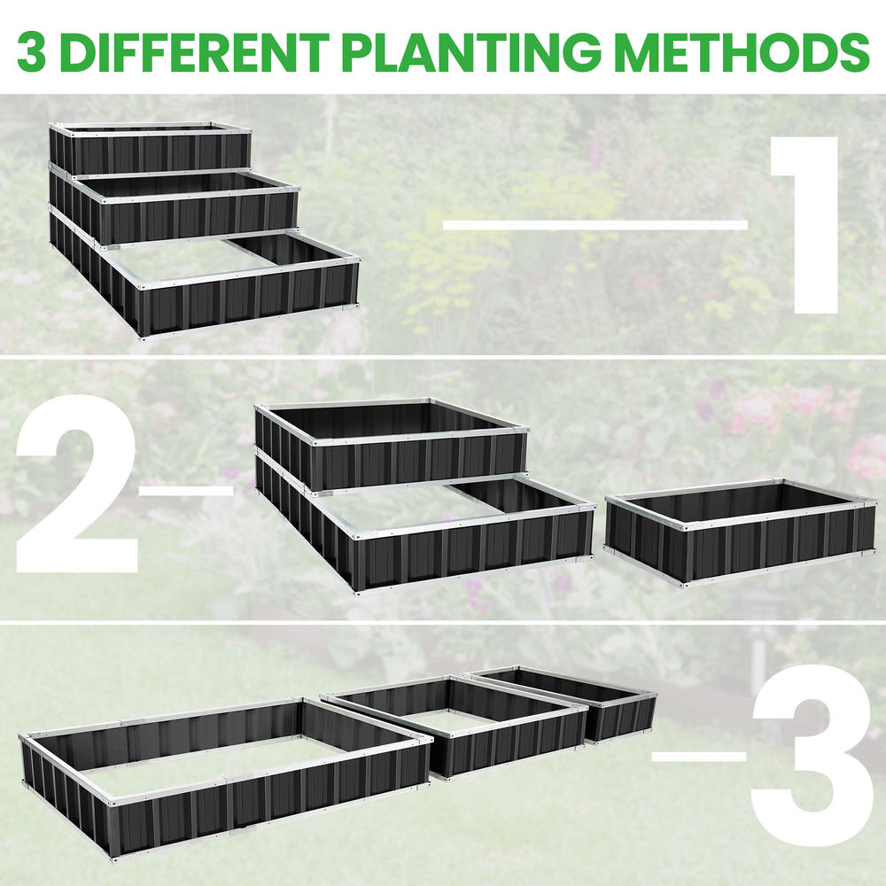 SEJOV 3 Tiers Large Metal Raised Garden Bed,Deep Root Box Planter w/Gloves&Reinforced Frame,3 Installation Methods,for Vegetables,etc