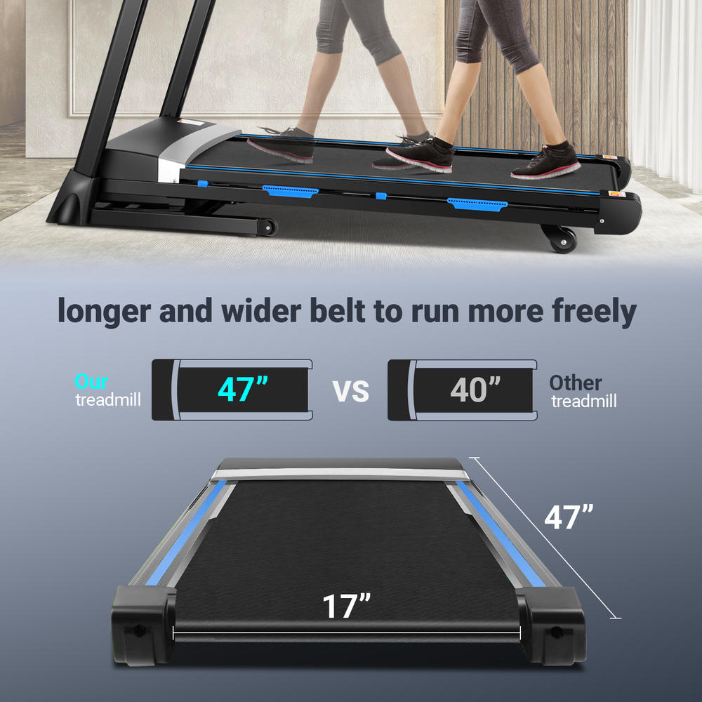 Generic Treadmill 300lb Capacity,3.25 HP 15-Level Auto Incline Electric Folding Treadmill with APP&Bluetooth Speaker for Home Office Gym