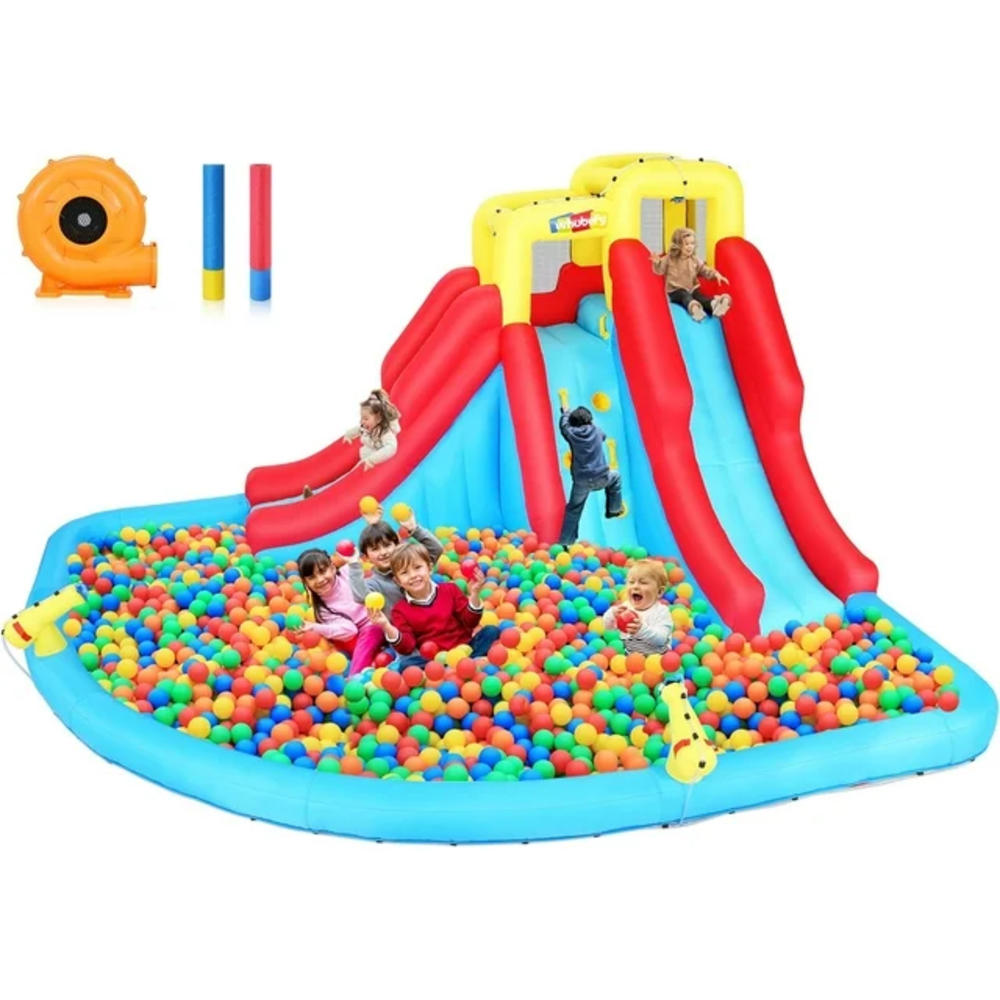 dreamvan Inflatable Water Slide with Splash Slide,Climbing Wall,Giant Water Play Ball Pool,2 Spray Guns,Indoor/Outdoor Kids Bouncy Castle