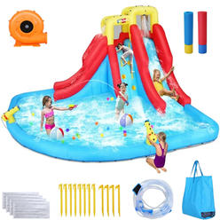 dreamvan Inflatable Water Slide with Splash Slide,Climbing Wall,Giant Water Play Ball Pool,2 Spray Guns,Indoor/Outdoor Kids Bouncy Castle