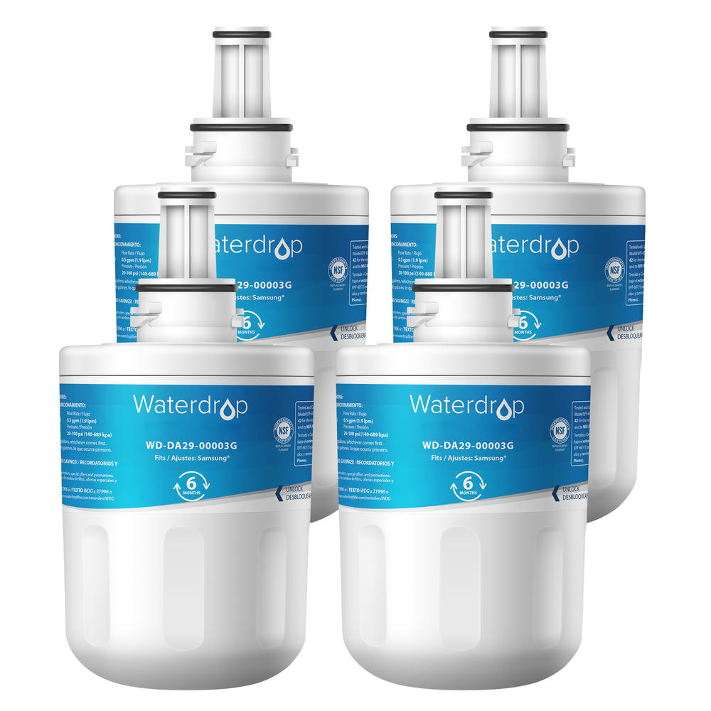 Waterdrop 4 Pack Waterdrop Refrigerator Water Filter Replacement for Samsung Aqua-Pure Plus DA29-00003G, DA29-00003B, DA29-00003A, HAFCU1