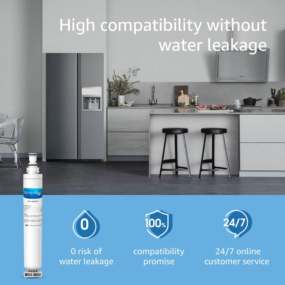 Waterdrop Refrigerator Water Filter Compatible with Whirlpool 4396701, EDR6D1 