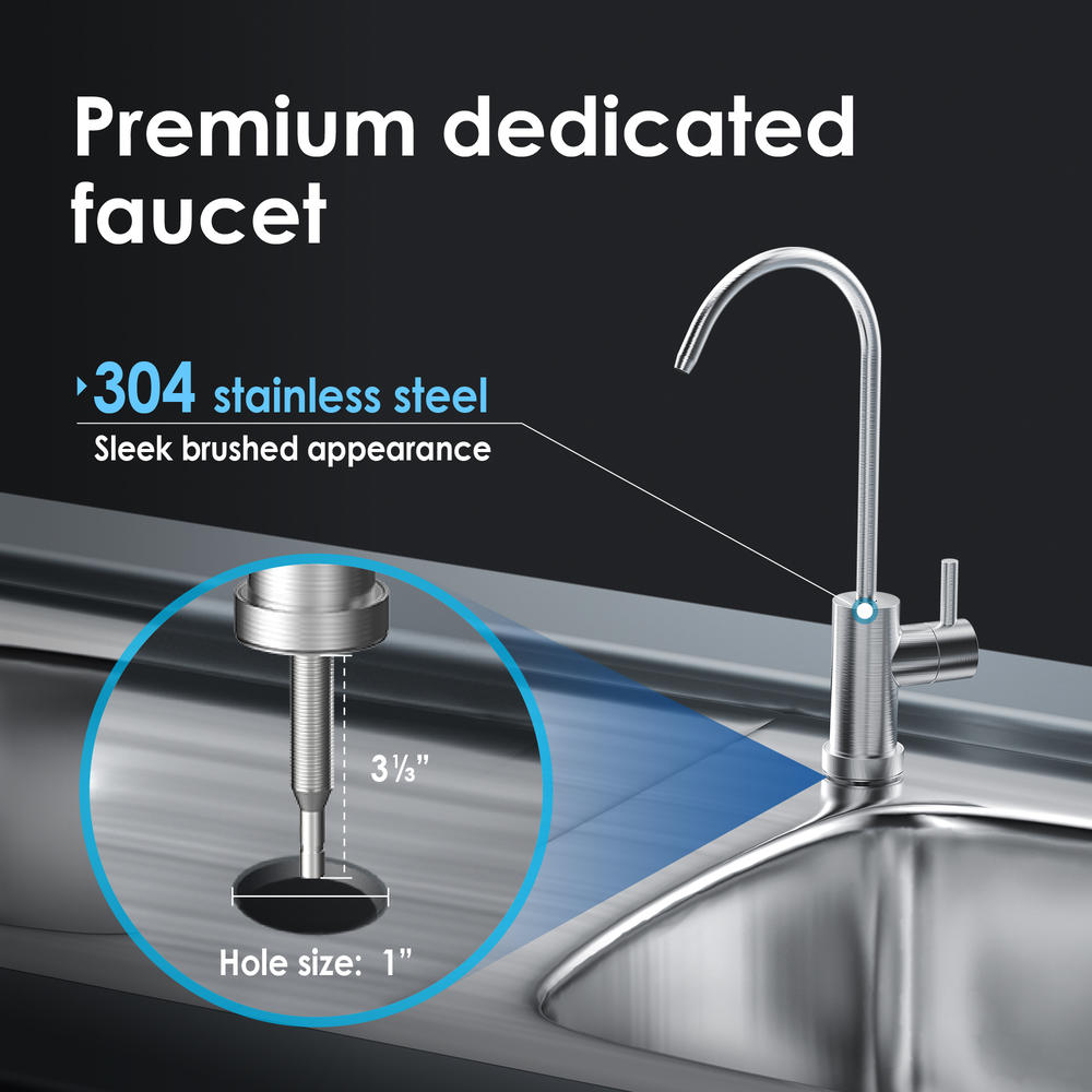 Waterdrop 15UB Under Sink Water Filtration System with Dedicated Brushed Nickel Faucet, Removes 99% Lead