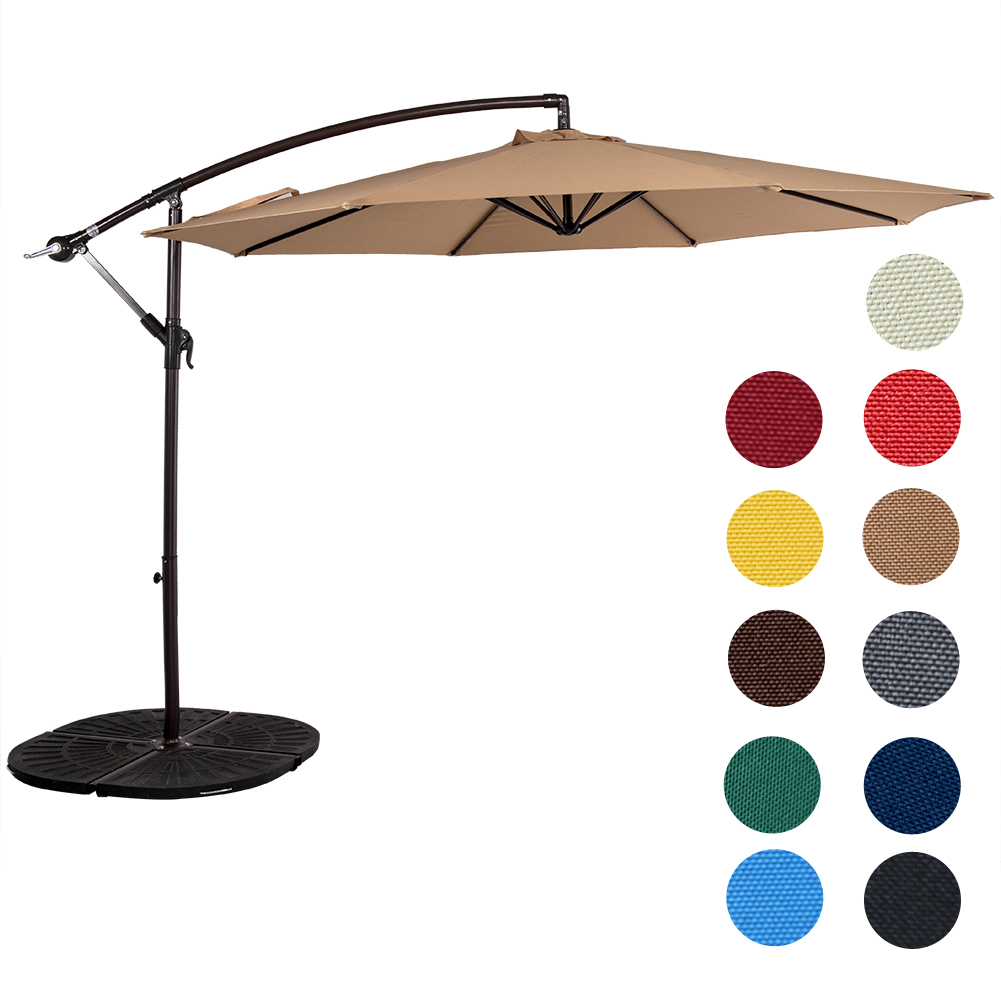Sundale Outdoor 10ft Offset Umbrella Cantilever Umbrella Hanging Patio Umbrella With Crank And Cross Bar Set Steel Ribs Kmart