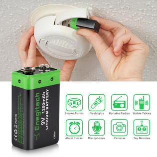 Enegitech CR9V-1200mAh 4 Pack 9V Battery 1200mAh Lithium Non ...