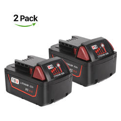 Enegitech 2 Pack Milwaukee M18 18V 6.0Ah Replacement Battery XC Red Lithium M18B 48-11-1820 48-11-1850 48-11-1828 48-11-1815