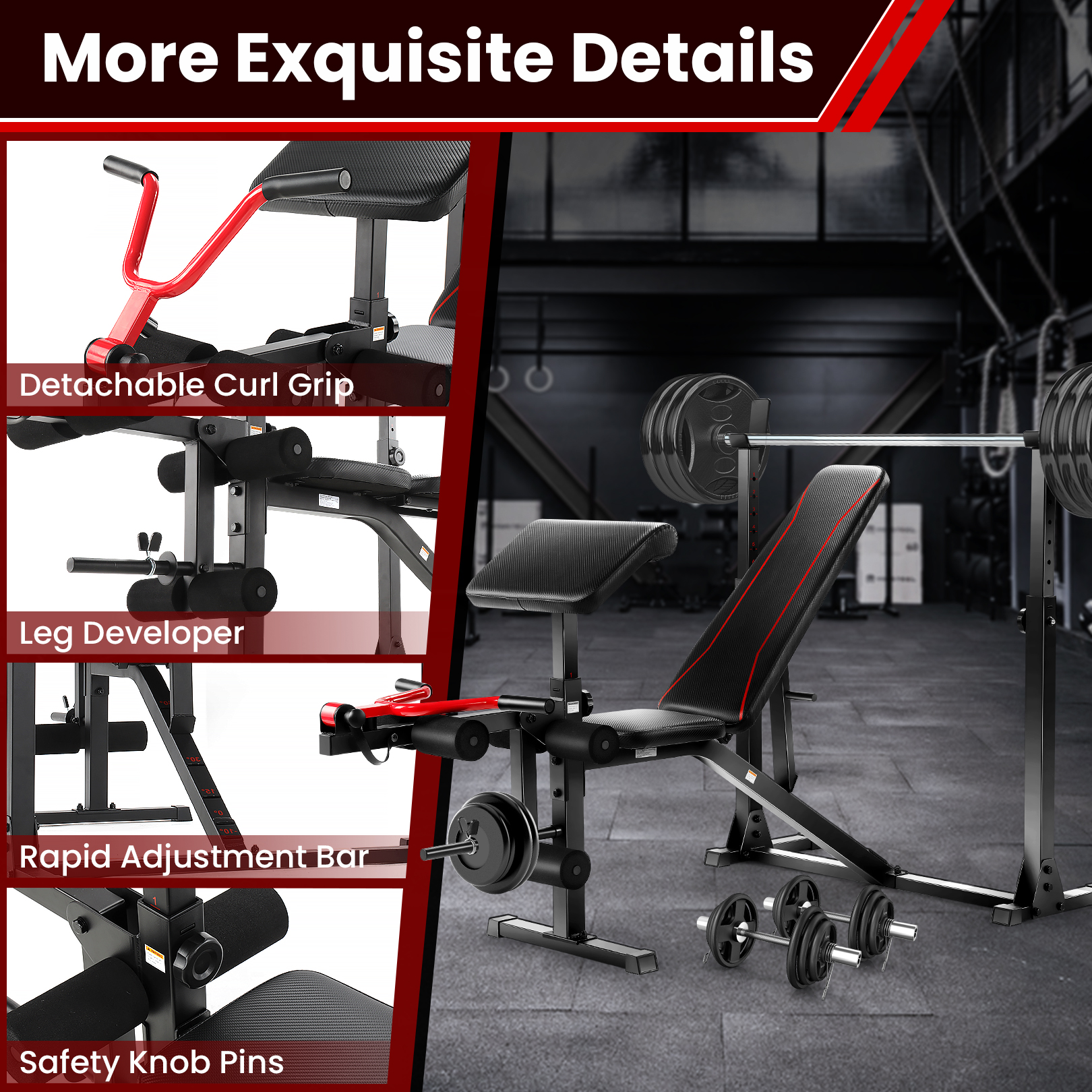 GRIT Elite Gear Complete Set: Weight Set for Home Gym, Weight Bench with  Weights and Stand, Weight Workout Equipment, Bench Press Set with Weights,  Folding Weight Bench, Workout Weights 