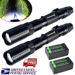 Garberiel 2Sets Tactical Police 5000Lumens T6 5Modes LED Zoomable Flashlight Aluminum Torch With Battery And Charger