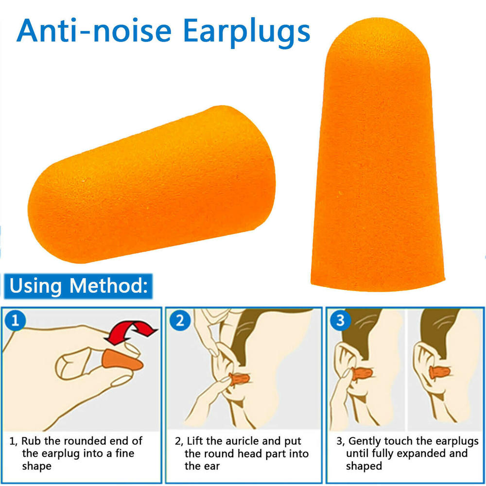 global albert llc 50 Pair Foam Individually Wrapped Earplugs NRR 32dB Soft Ear Plugs(Orange )