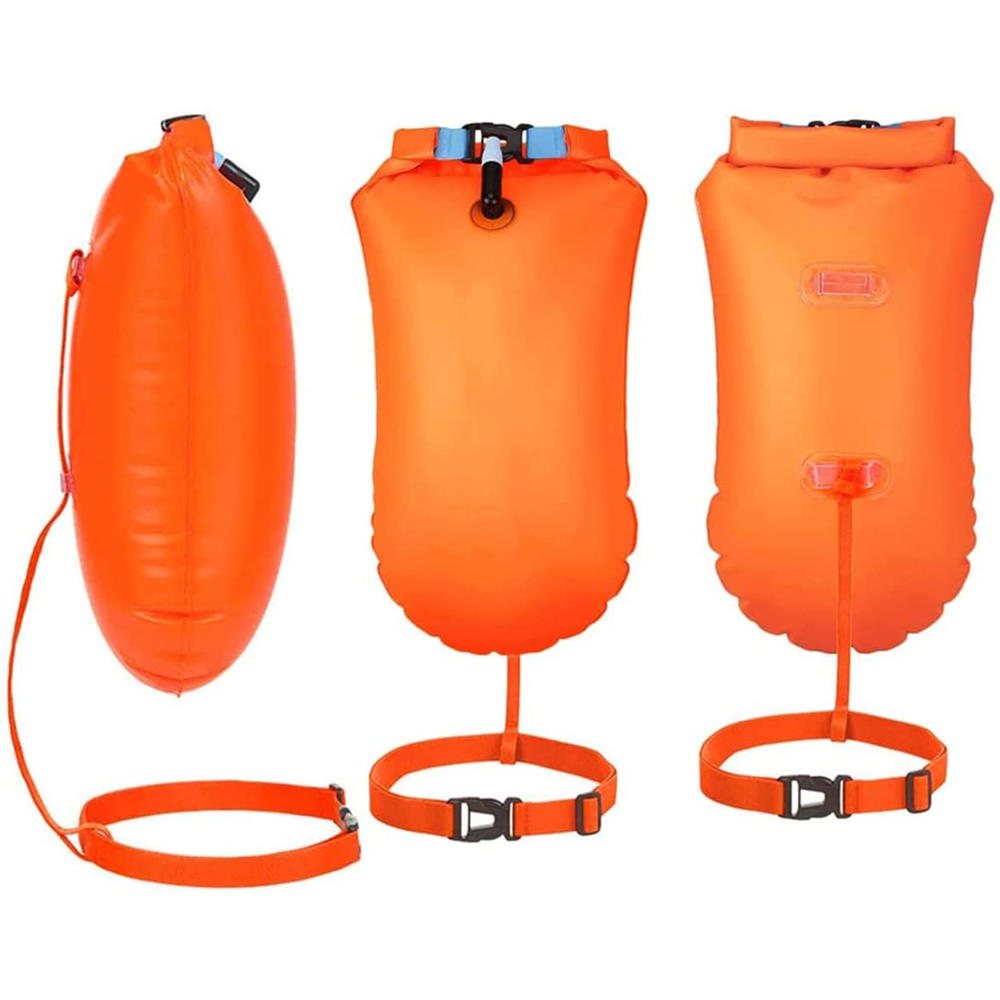 global albert llc 20L Swim Buoy Inflatable Swim Safety Float and Drybag for Open Water Swimmers,Kayakers,Snorkelers(Orange)
