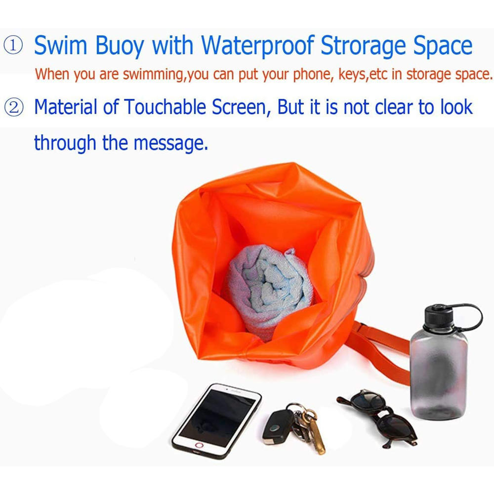 global albert llc 20L Swim Buoy Inflatable Swim Safety Float and Drybag for Open Water Swimmers,Kayakers,Snorkelers(Orange)