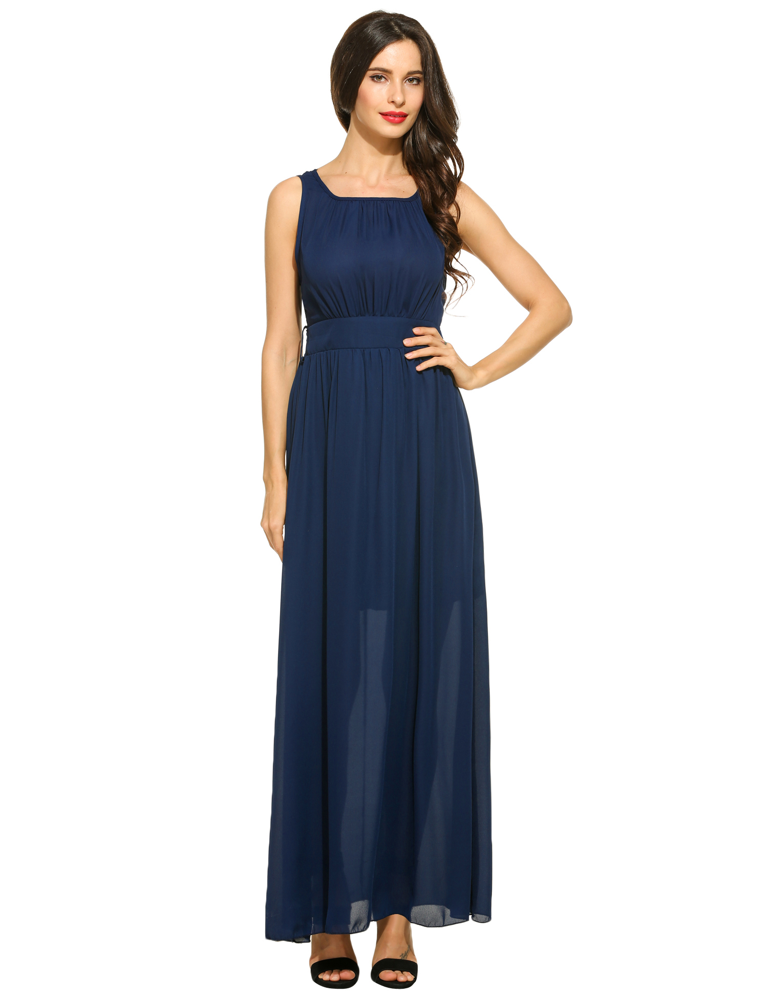 TOPPER Women's Sexy Sleeveless Party Evening Maxi Dress Solid Prom