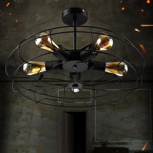 Greatseller 3951 Vintage Style Ceiling Lamp Industrial Metal Fan