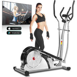Dreamer 8 Levels Magnetic Resistance Elliptical Training Machine,W/ Pulse Rate Grips&LCD Monitor&APP,Quiet Smooth Driven,Max Load 350LBs