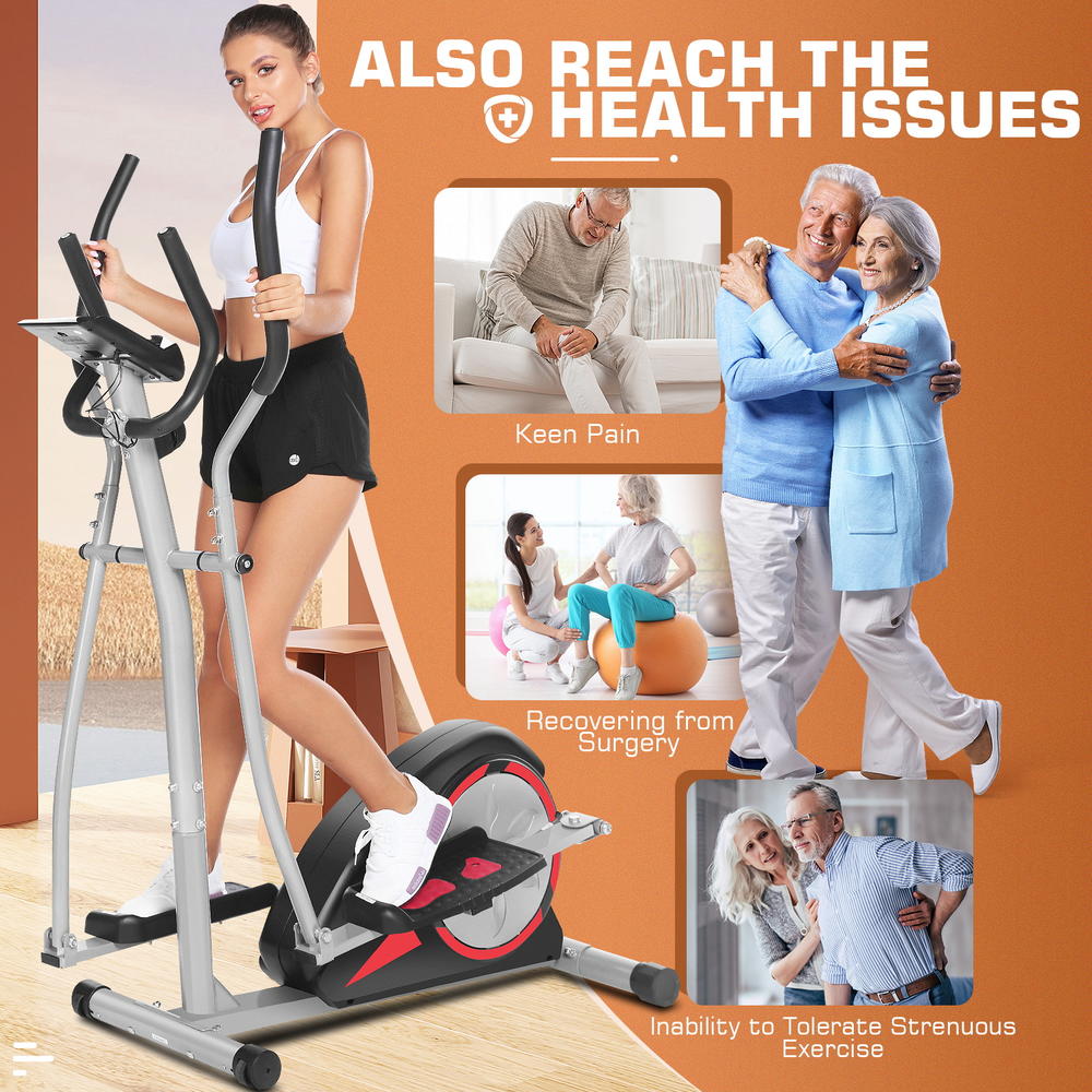 Dreamer 8 Levels Magnetic Resistance Elliptical Training Machine,W/Pulse Rate Grips&LCD Monitor&APP, Quiet&Smooth Driven,Max Load 350LBs